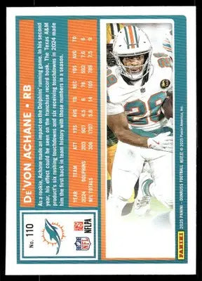 2025 Panini Donruss Football De’Von Achane #110 Football - Football Card Single