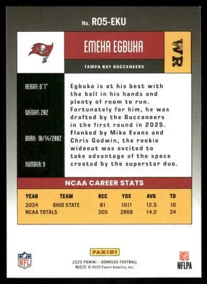 2025 Panini Donruss Football Emeka Egbuka #RO5-EKU RC Football - Football Card Single