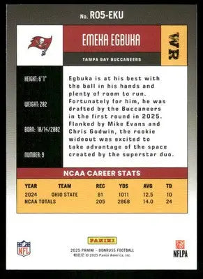 2025 Panini Donruss Football Emeka Egbuka #RO5-EKU RC Football - Football Card Single
