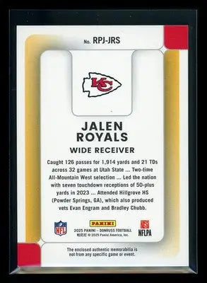 2025 Panini Donruss Football Jalen Royals #RPJ-JRS Jersey Patch Football