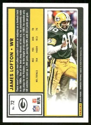 2025 Panini Donruss Football James Lofton #72 Press Proof Green Football - Football Card Single