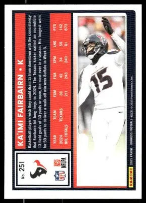 2025 Panini Donruss Football Ka’imi Fairbairn #251 Football - Football Card Single