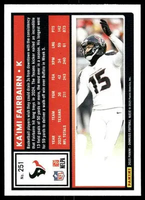 2025 Panini Donruss Football Ka’imi Fairbairn #251 Football - Football Card Single