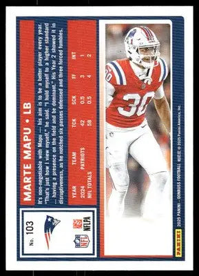 2025 Panini Donruss Football Marte Mapu #103 Football - Football Card Single