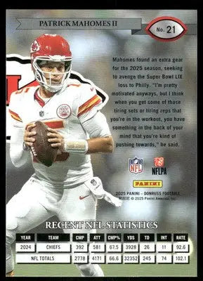 2025 Panini Donruss Football Patrick Mahomes II #21 Football - Football Card Single
