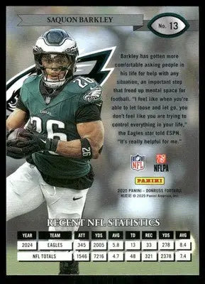 2025 Panini Donruss Football Saquon Barkley #13 Football - Football Card Single