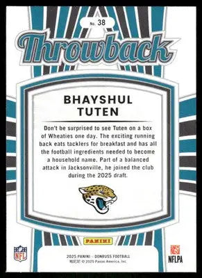 2025 Panini Donruss Football Throwback Bhayshul Tuten #38 Football - Football Card Single