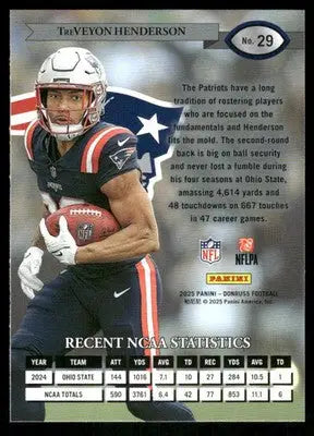 2025 Panini Donruss Football TreVeyon Henderson #29 RC Football - Football Card Single