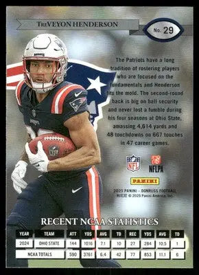 2025 Panini Donruss Football TreVeyon Henderson #29 RC Football - Football Card Single