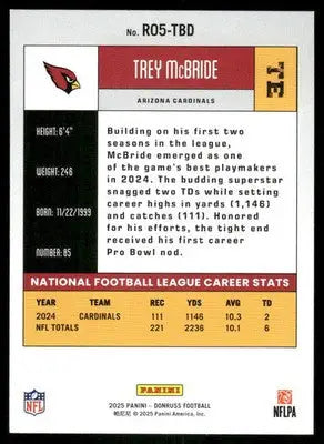 2025 Panini Donruss Football Trey McBride #R05-TBD Football - Football Card Single