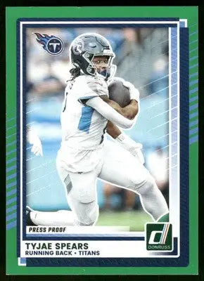 2025 Panini Donruss Football Tyjae Spears #256 Press Proof Green Football - Football Card Single