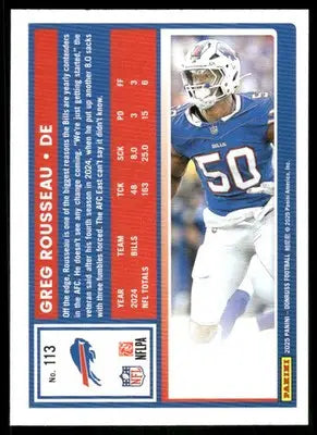 2025 Panini Donruss Greg Rousseau #113 Football - Football Card Single