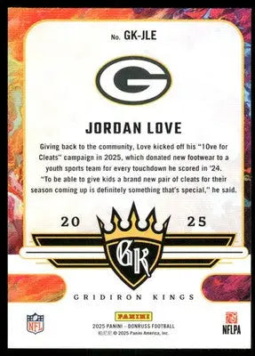 2025 Panini Donruss Gridiron Kings Jordan Love #GK-JLE Football - Football Card Single