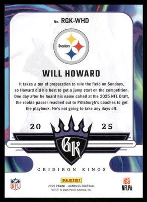 2025 Panini Donruss Gridiron Kings Will Howard #RGK-WHD Football - Football Card Single