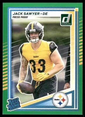 2025 Panini Donruss Jack Sawyer #390 Press Proof Green Football - Football Card Single