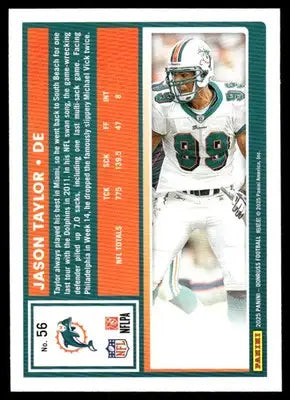 2025 Panini Donruss Jason Taylor #56 Press Proof Green Football - Football Card Single