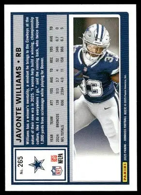 2025 Panini Donruss Javonte Williams #265 Press Proof Green Football - Football Card Single