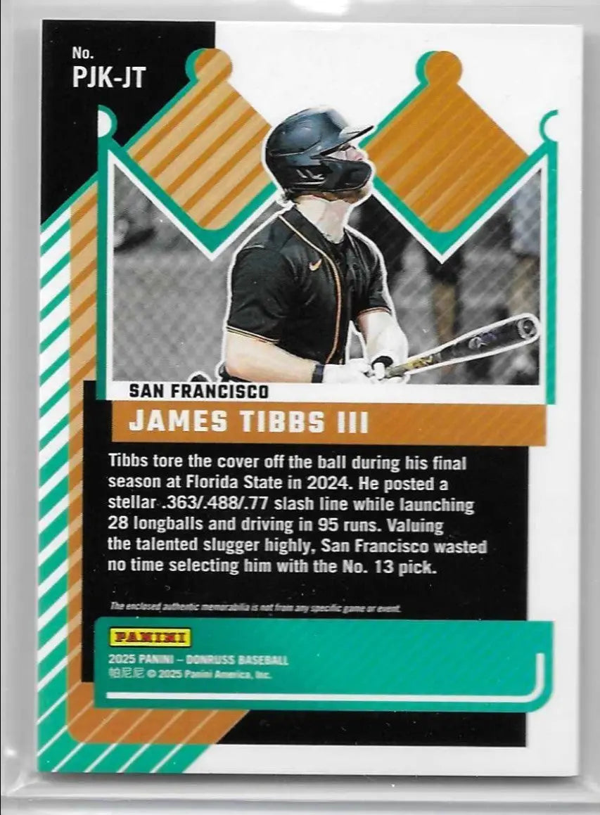 2025 Panini Donruss - Jersey Kings James Tibbs III #PJK-JT (1120) - Baseball Card Single