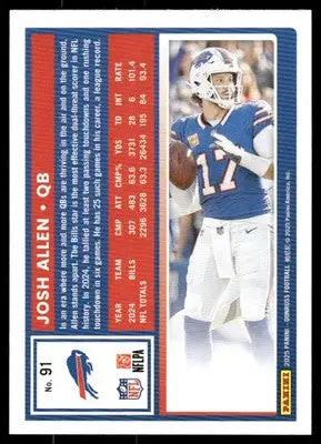 2025 Panini Donruss Josh Allen #91 Football - Football Card Single