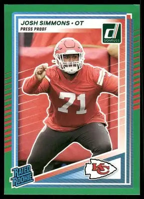 2025 Panini Donruss Josh Simmons #368 Press Proof Green Football - Football Card Single