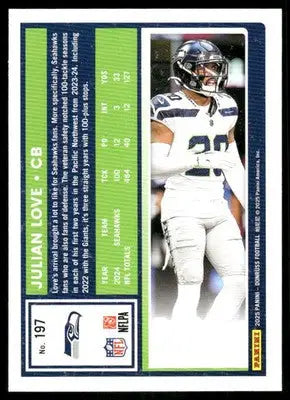 2025 Panini Donruss Julian Love #197 Press Proof Green Football - Football Card Single