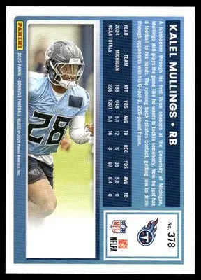2025 Panini Donruss Kalel Mullings #378 Press Proof Green Football - Football Card Single
