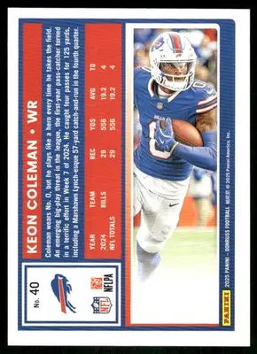 2025 Panini Donruss Keon Coleman #40 Press Proof Green Football - Football Card Single