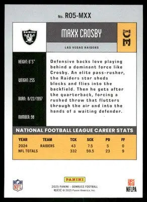 2025 Panini Donruss Maxx Crosby #R05-MXX Football - Football Card Single