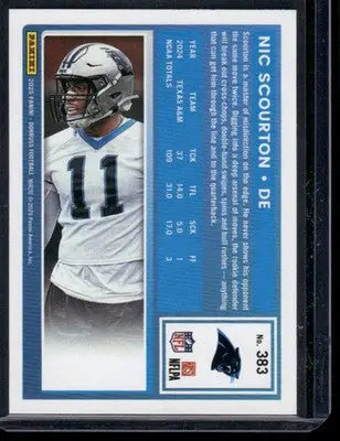 2025 Panini Donruss Nic Scourton #383 Press Proof Purple Football - Football Card Single