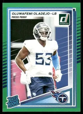 2025 Panini Donruss Oluwafemi Oladejo #384 Green Press Proof Football - Football Card Single