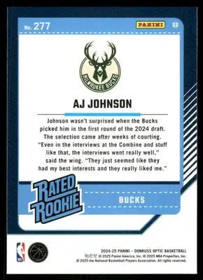 2025 Panini Donruss Optic AJ Johnson #277 Basketball - Basketball Card Single