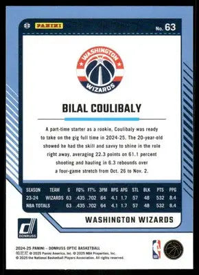 2025 Panini Donruss Optic Basketball Bilal Coulibaly #63 Basketball - Basketball Card Single