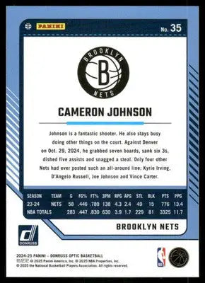 2025 Panini Donruss Optic Basketball Cameron Johnson #35 Basketball - Basketball Card Single