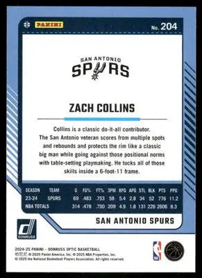 2025 Panini Donruss Optic Basketball Zach Collins #204 Basketball - Basketball Card Single