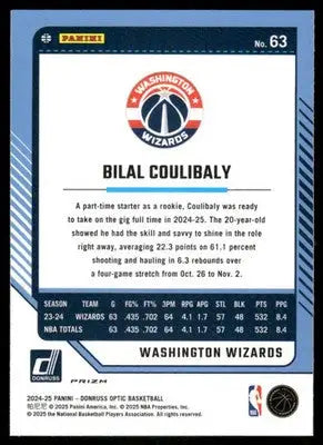 2025 Panini Donruss Optic Bilal Coulibaly #63 Pink Hyper Basketball - Basketball Card Single