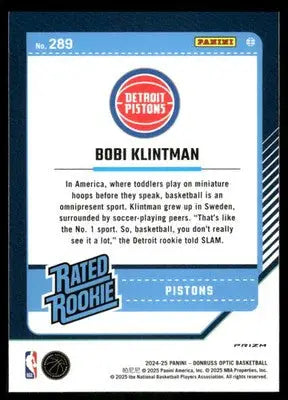 2025 Panini Donruss Optic Bobi Klintman #289 Pink Hyper Basketball - Basketball Card Single
