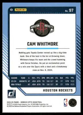 2025 Panini Donruss Optic Cam Whitmore #97 Basketball - Basketball Card Single