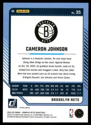 2025 Panini Donruss Optic Cameron Johnson #35 Pink Hyper Basketball - Basketball Card Single