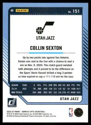 2025 Panini Donruss Optic Collin Sexton #151 Basketball - Basketball Card Single