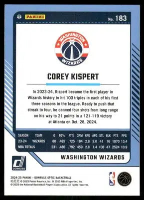 2025 Panini Donruss Optic Corey Kispert #183 Basketball - Basketball Card Single