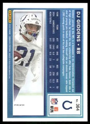 2025 Panini Donruss Optic DJ Giddens #364 Pink Football - Football Card Single
