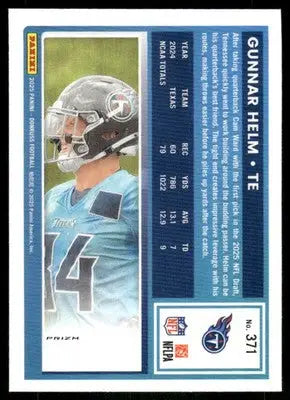2025 Panini Donruss Optic Gunnar Helm #371 Pink Football - Football Card Single