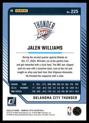 2025 Panini Donruss Optic Jalen Williams #225 Basketball - Basketball Card Single
