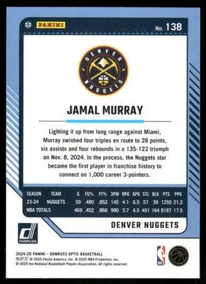 2025 Panini Donruss Optic Jamal Murray #138 Basketball - Basketball Card Single