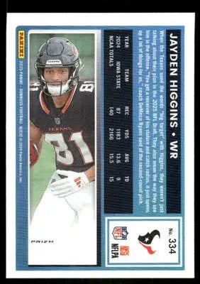 2025 Panini Donruss Optic Jayden Higgins #334 Pink Football - Football Card Single