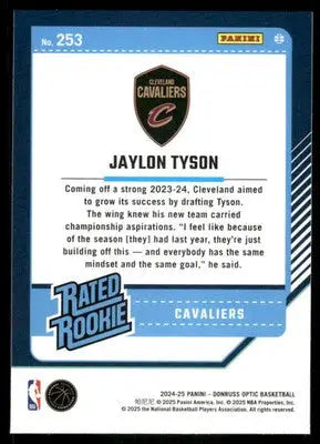 2025 Panini Donruss Optic Jaylon Tyson #253 Basketball - Basketball Card Single