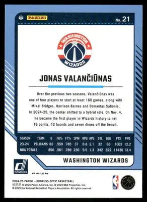 2025 Panini Donruss Optic Jonas Valančiūnas #21 Pink Hyper Basketball - Basketball Card Single