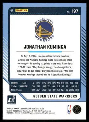 2025 Panini Donruss Optic Jonathan Kuminga #197 Basketball - Basketball Card Single