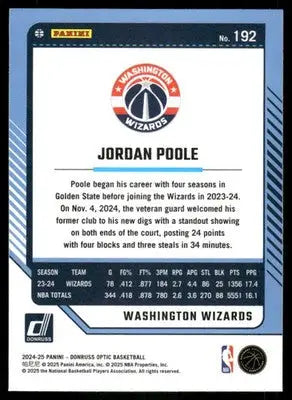 2025 Panini Donruss Optic Jordan Poole #192 Basketball - Basketball Card Single