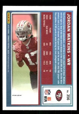 2025 Panini Donruss Optic Jordan Watkins #356 Red Velocity Football - Football Card Single